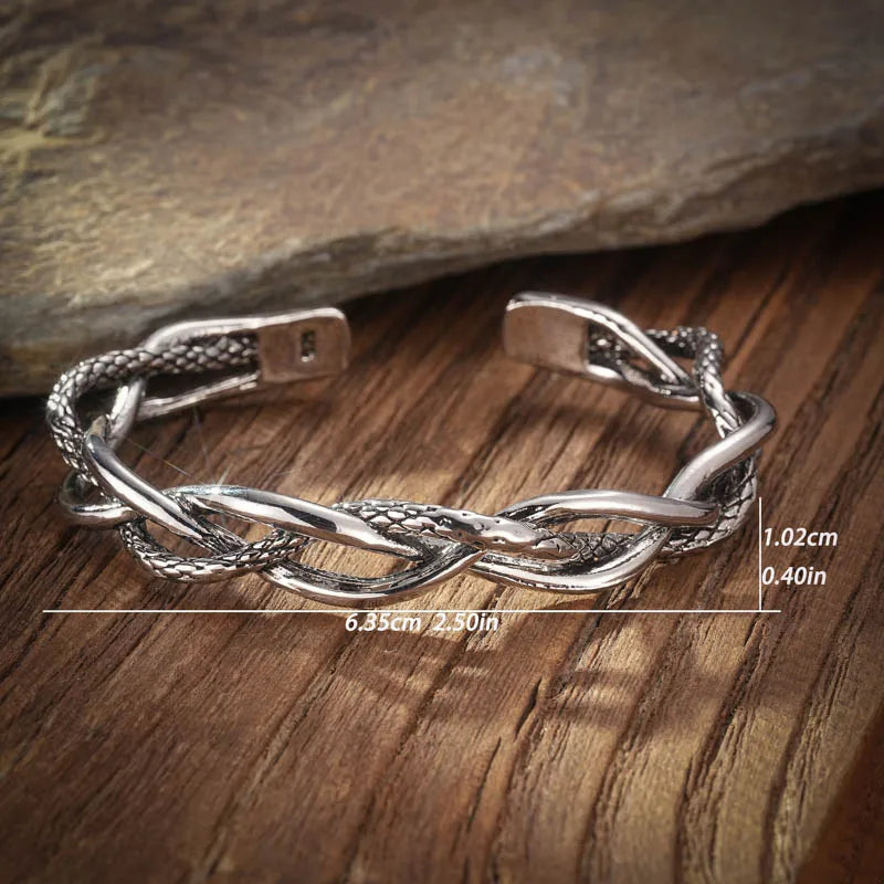 Vintage Silver Woven Twist Texture Bracelet