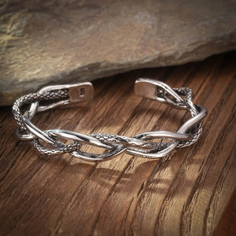 Vintage Silver Woven Twist Texture Bracelet