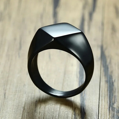 Signet Ring for Men Stainless Steel Quadrangle Flat Top Square Mens Jewellery