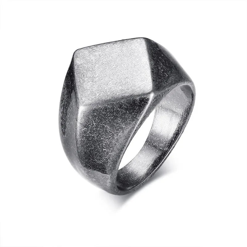 Signet Ring for Men Stainless Steel Quadrangle Flat Top Square Mens Jewellery