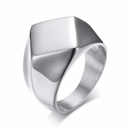 Signet Ring for Men Stainless Steel Quadrangle Flat Top Square Mens Jewellery