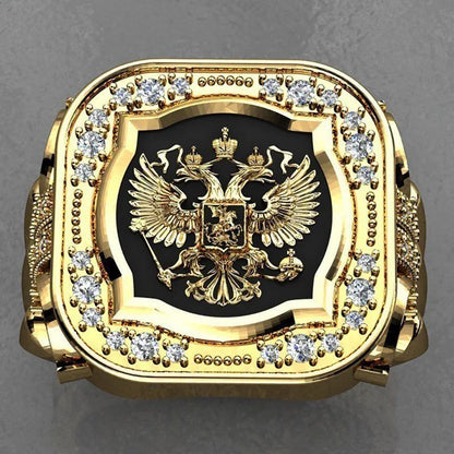 Gold Plated Zircon Stamp Rings for Men Stainless Steel  Ring